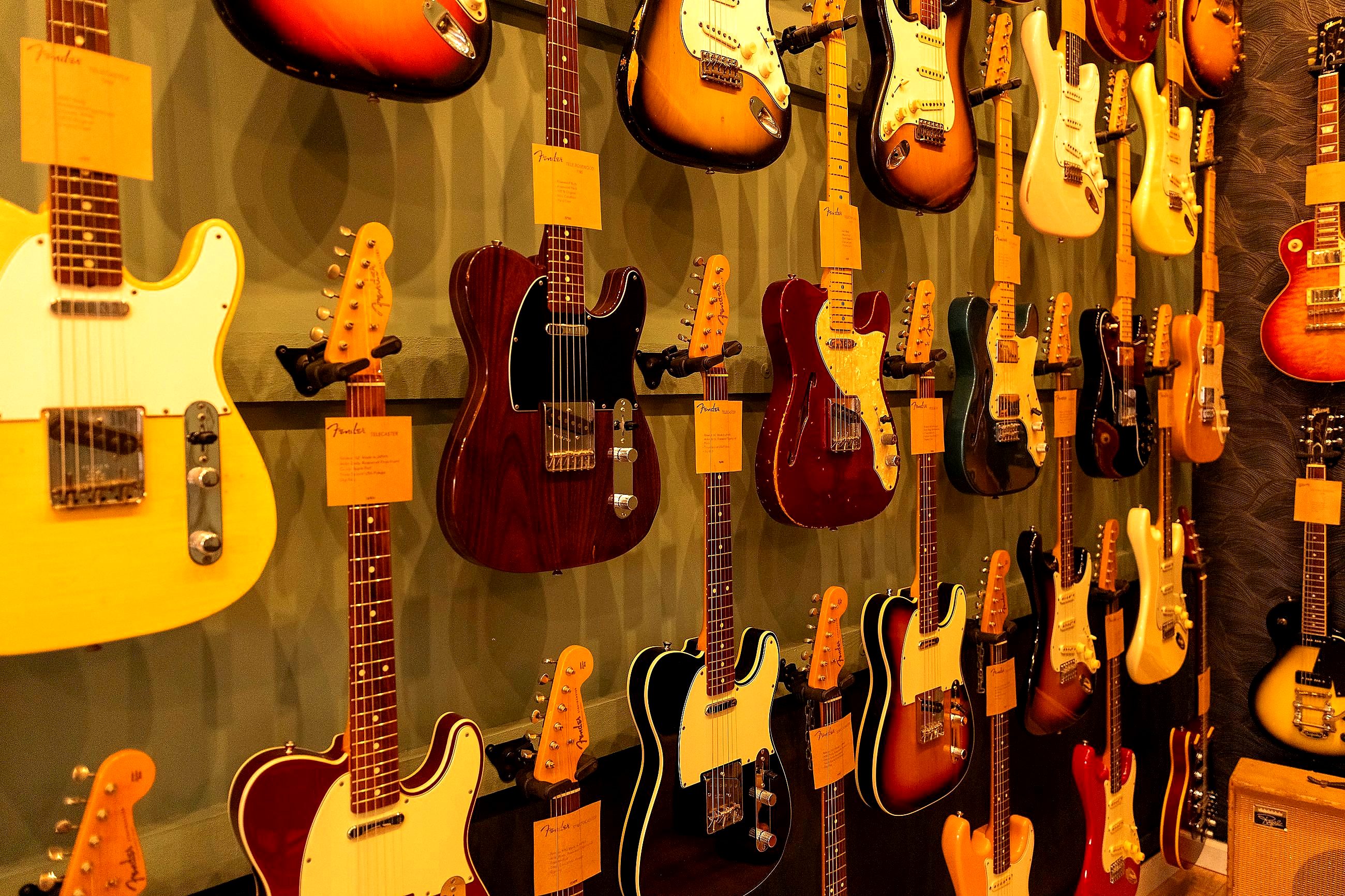 The guitar wall at Woodstore